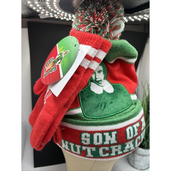 Bioworld Accessories - NWT Bioworld Elf Movie Son‎ of A Nutcracker OS Hat Beanie Glove Set Pom Pom